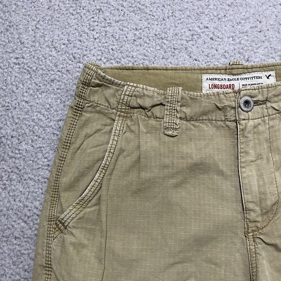 American Eagle Cargo Shorts Mens 30 Tan Khaki Ripstop Military Y2K Cotton Long - Picture 6 of 15